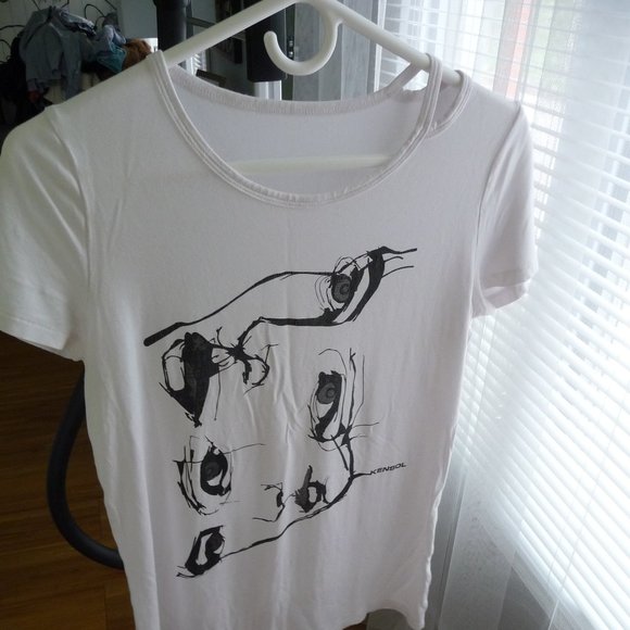 KENSOL women's graphics white made in Turkey cotton t- shirt size L - Picture 1 of 7